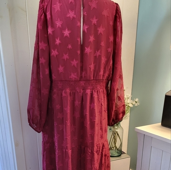 Midi Clip Dot Chiffon Tiered Dress Size 1X - Picture 10 of 12